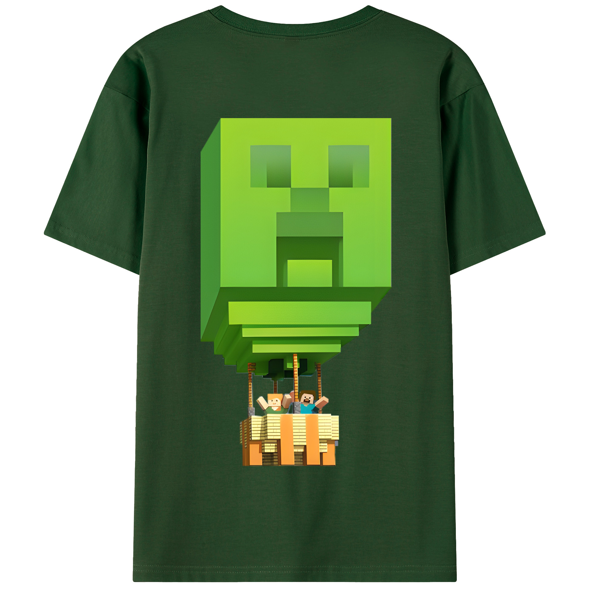 （画像用） マインクラフト ブロックの世界 Minecraft MC Block world 綿100％半袖Tシャツ（背面プリント）